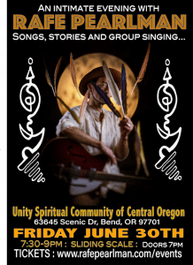 Concert, Stories, & Group Singing with Rafe Pearlman @ Unity Spiritual Community of Central Oregon