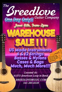 Breedlove Summer Warehouse Sale @ Breedlove Warehouse